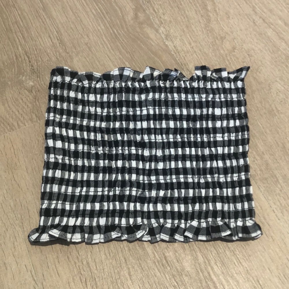 Checkered Strapless Bandeau